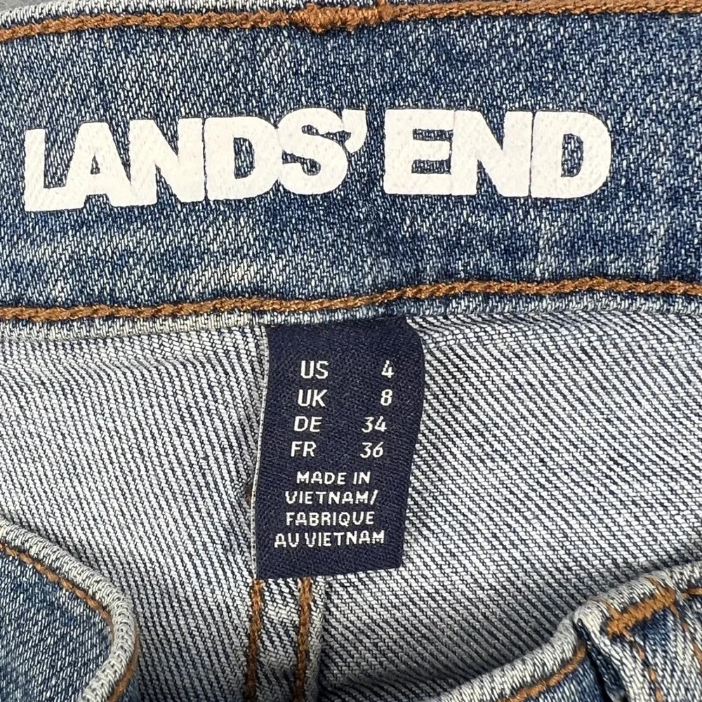 Lands' End Blue Jeans Straight Leg Stretch Denim Womens Size 4 533625 - Picture 3 of 10